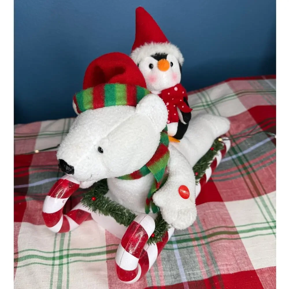 Avon Animated Musical Christmas Plush Bear and Penguin Sleigh Ride 2007 - Picture 3 of 5